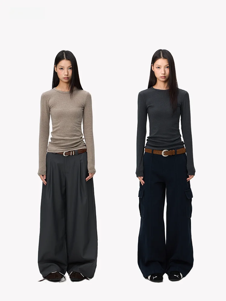 

Slim Fit Long Sve round Ne T-irt Women's Base Layer irt Stone ine Bla American Sle Basic O Ne Women Top