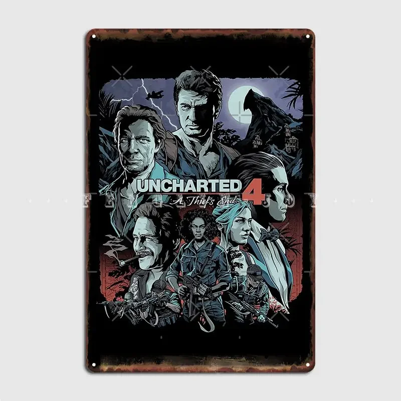 Uncharted 4 Metal Sign Wall Mural Mural Retro Wall Plaque Tin Sign Posters
