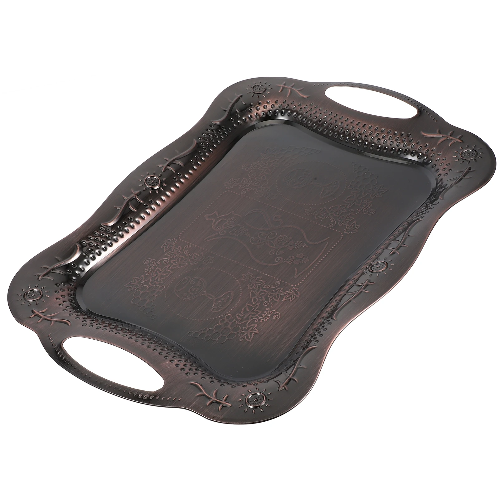 

Retro Craft Tray Stainless Steel Rectangular Serving Tray For Fruit Snacks Party Picnic Home Office Coffee Table Dried