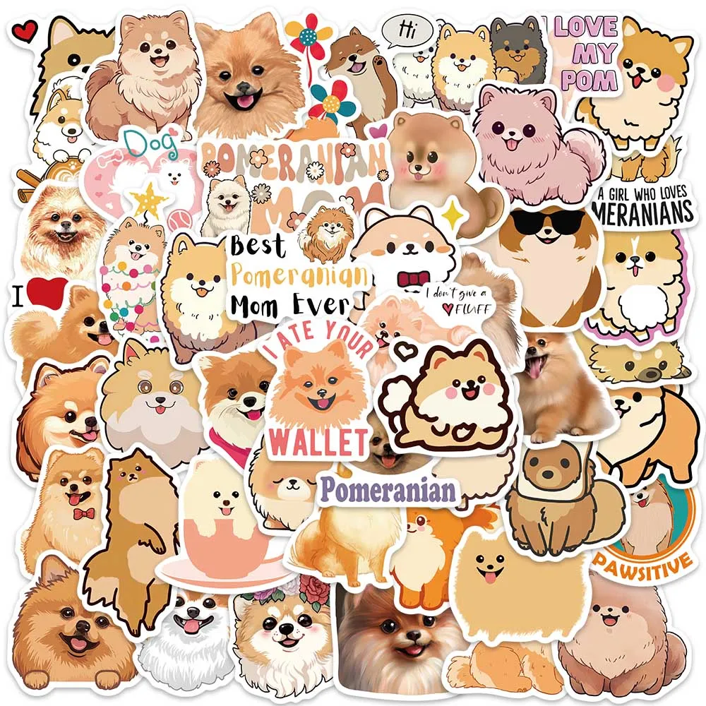 50 Stuks Schattige Pomeranian Hond Sticker Damon Graffiti Stickers Voor Laptop Bagage Telefoon Shell Plakboek Koelkast Prachtige Stickers