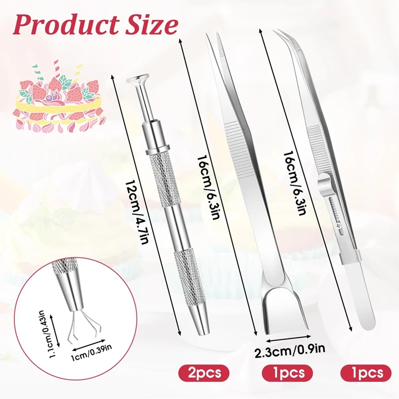 مجموعة Tadar مكونة من 4 قطع أدوات رش لتزيين الكيك، 4 أقلام رش مخالب لؤلؤة المنتزع مجموعة أدوات تزيين الكيك من الفولاذ المقاوم للصدأ