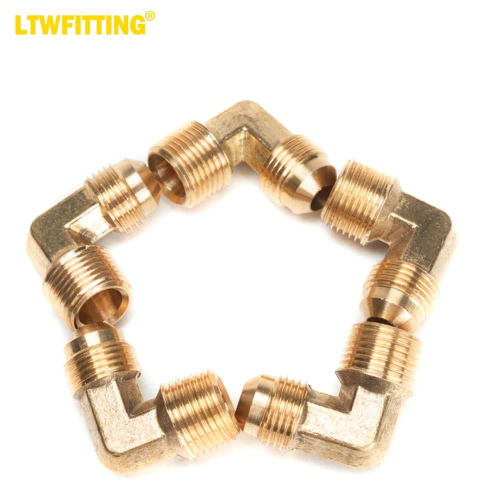 

LTWFITTING Brass Flare3/8" OD x 3/8" Male NPT 90 Degree Elbow Tube Fitting (pack of 5)