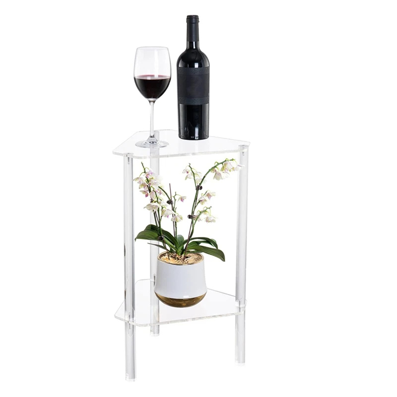 Clear Acrylic End Table, Corner Side Table For Small Spaces, Small Accent Table For Living Room, Bedroom