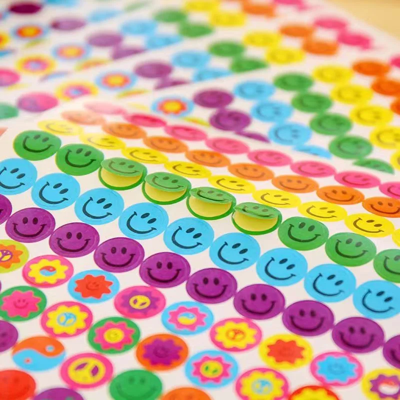 540-1600pcs Smiling Face Stickers & Star Stickers for Kids School Reward Behavior Chart Children\'s Handmade Scrapbook Decoration