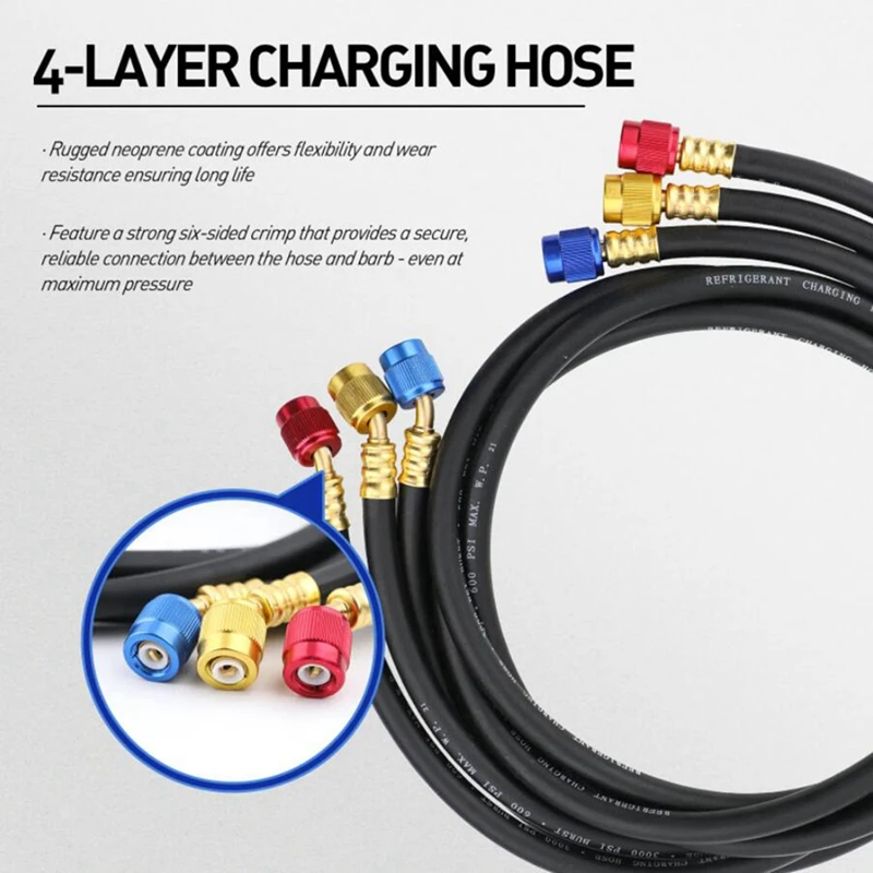 HS-M02 Air dual meter set Conditioning Pressure Manifold Gauge Hose Hook Kit for R410A R32 R22 Refrigerant Fluoridation