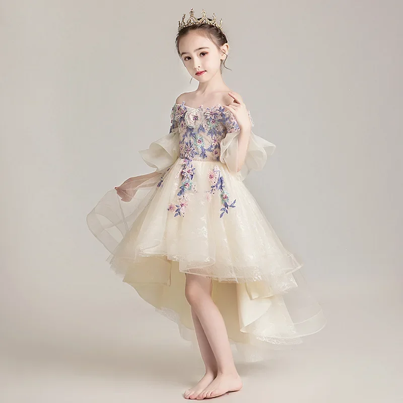 Tulle Fairy dress Children\'s elegant Pageant Dress For girls wedding evening Birthday Party Prom Ball Gown Kid Long Dresses 2024