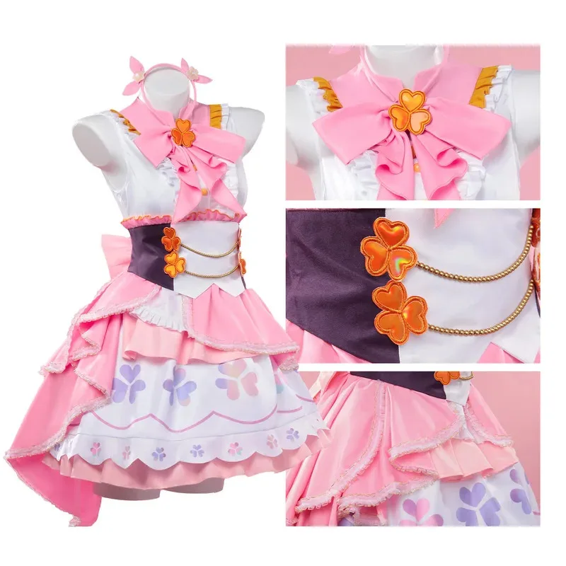 sisi 2233New PJSK More JUMP Momoi Airi Cosplay Costume Wig Women Girls Halloween Carnival Party Dress Lolita Suit