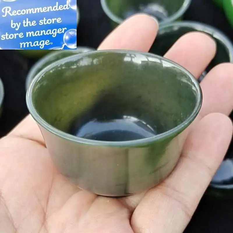 

Green Jades Teacup Health Gongfu Teaware Genuine Natural Hetian Jades Nephrite Stone Cup Chinese Tea Ceremony Master Cups