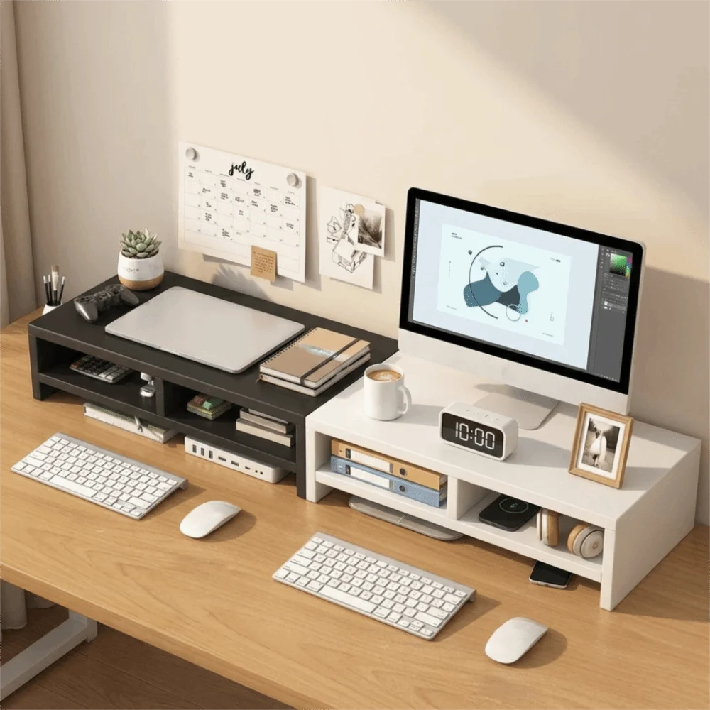 With Drawer Monitor Stand Riser Stable Support Sturdy Structure Desk Organizer Storage Rack Storage Functions Simple Design