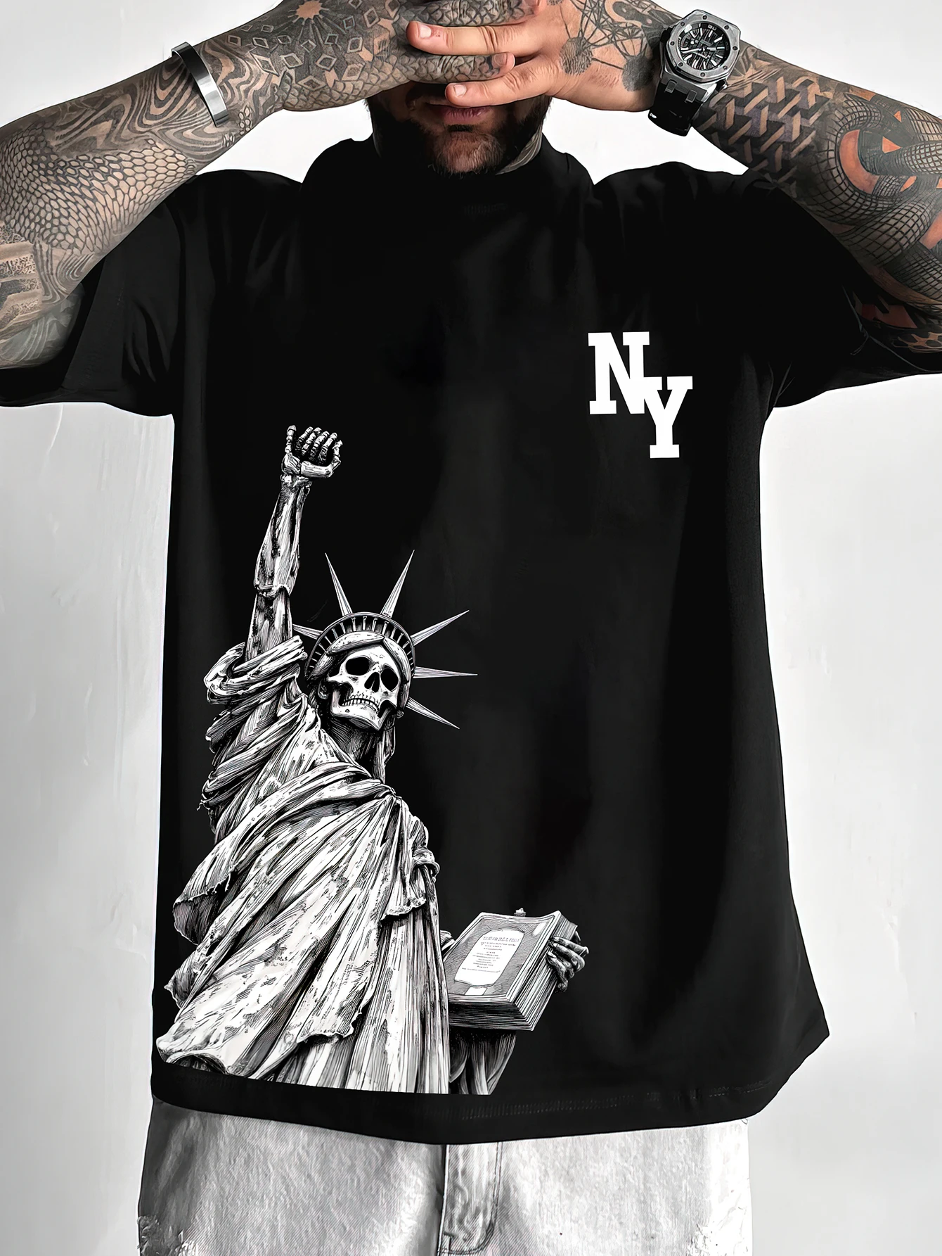 Streetwear Brand New York - เสื้อยืดโอเวอร์ไซส์ผู้ชาย NY New York Streetwear แบรนด์