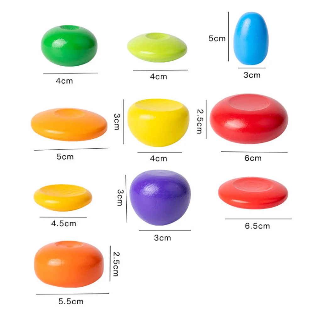 1 Set Wooden Balanced Stone Stacked Kids Educational Early Learning Colorful Blocks Hand-Eye Coordination Logic Puzzle Building
