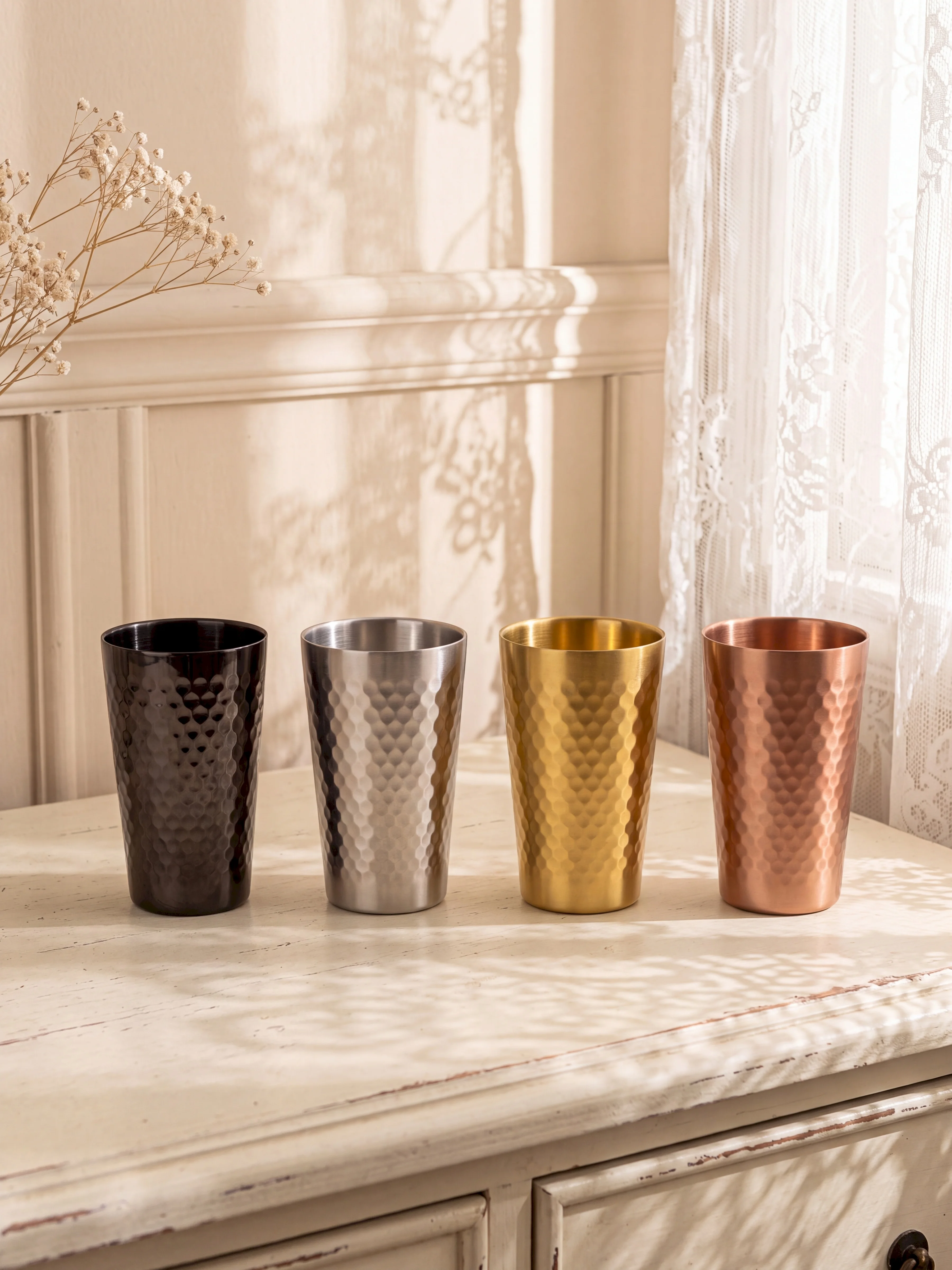 Stainless Steel Copper Plated Cocktail Cup Bar Start Honeycomb Pattern Hi Stick Cup Creative Colin Cup 304 Food Grade