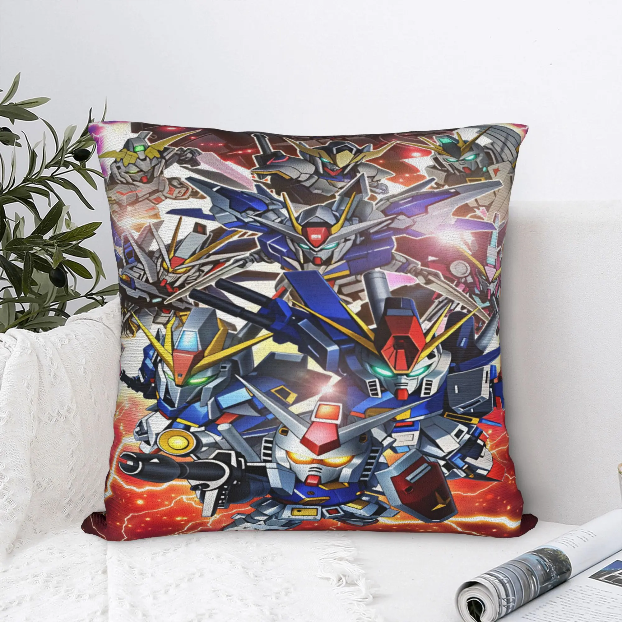 Mobile Suit Gundam Pillow Case  Retro Trendy Pillow Cover Custom Pillowcases For Office Car Home Decor