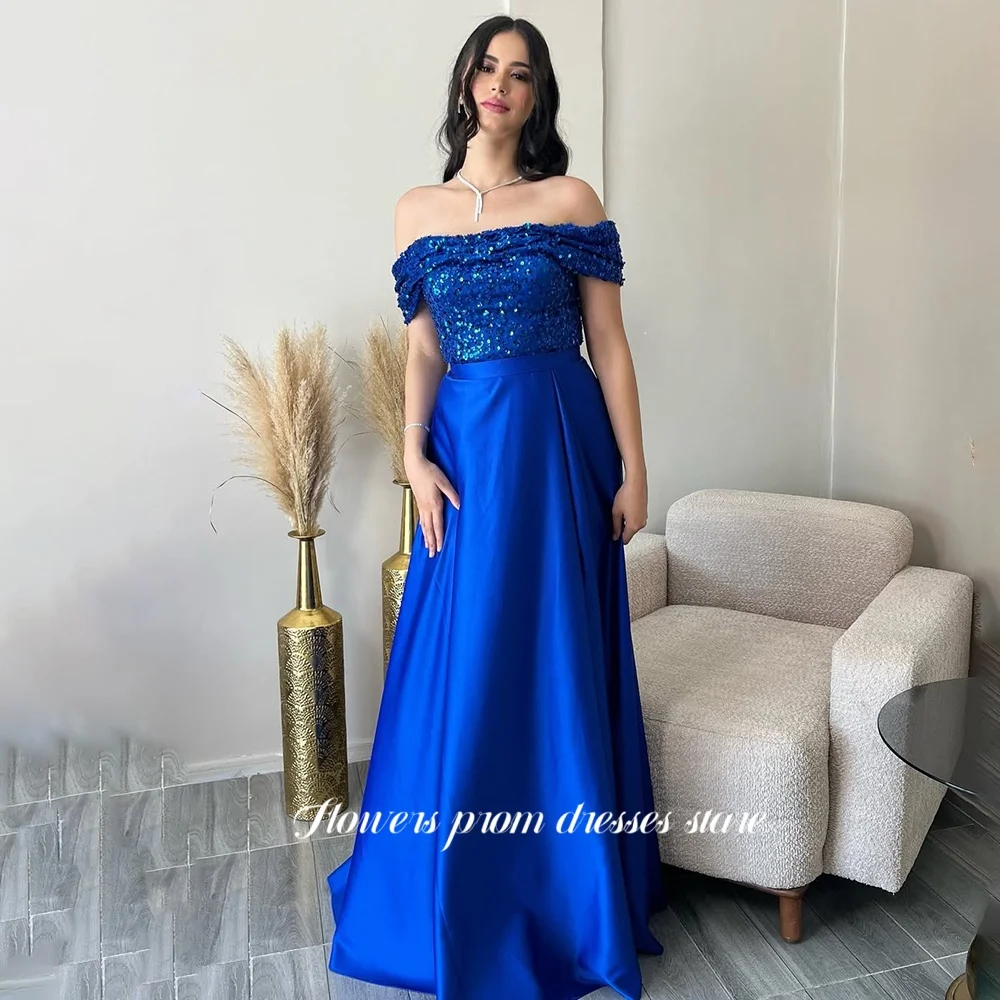 

Flowers Off Shoulder Party Dress Beaded Evening Dress A Line Prom Dress for Arabic Women vestidos de novia Customized