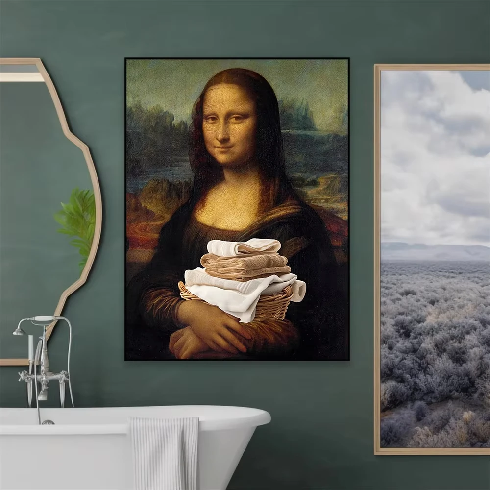 Toilet Paper Poster Altered Toilet Art Print Funny Bathroom Wall Art  Baroque Lady With Canvas Painting Toilet Decoration