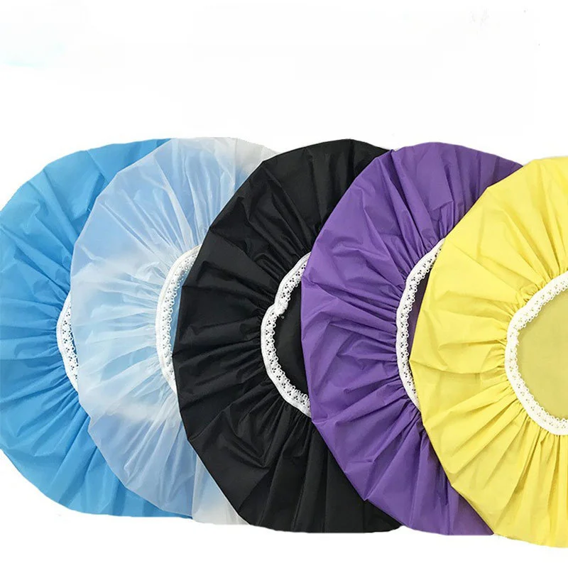 1Pcs Hair Cover Elastic Pure Color Swimming Hats Waterproof Shower Cap Lace Multi Purpose Bath Supplies Hair CapHair Bonnet