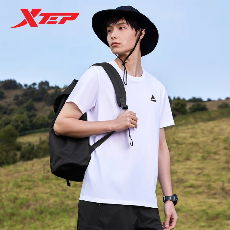 Xtep Knitting Short T Shirt For Men 2024 Summer Fashion Sports Sweatshirt Sweat-Absorbing Leisure  Comfortable Tops 876229010078