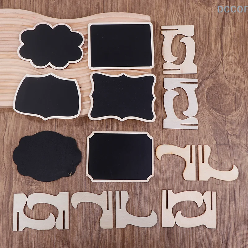 10pcsMessage Board Mini Easel Stand Wooden Writing Board Black Memo Props Table Place Card Birthday