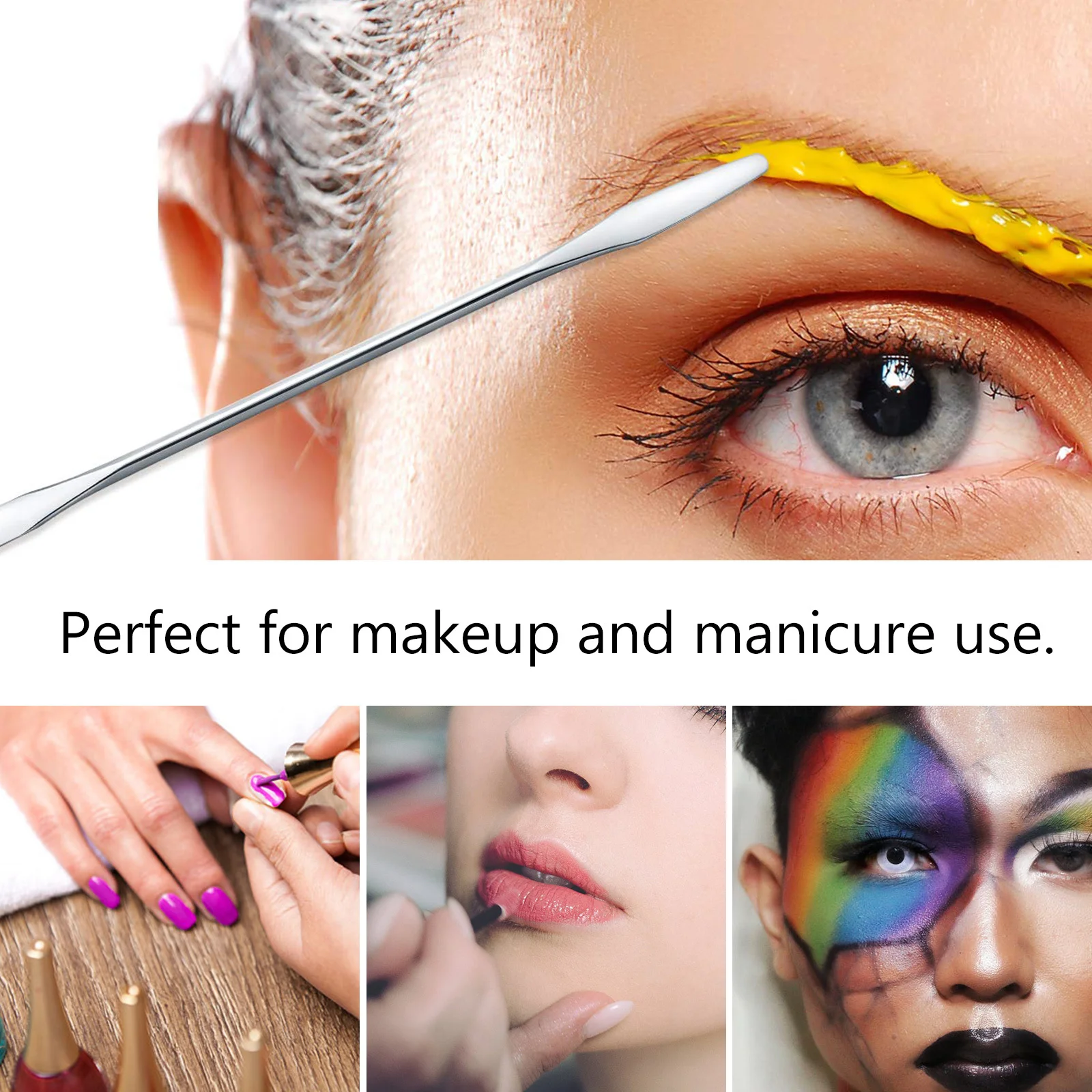 

10Pcs Makeup Stirring Rod Stainless Steel Manicure Mixing Tool Smooth Flat Texture Easy Clean Compact