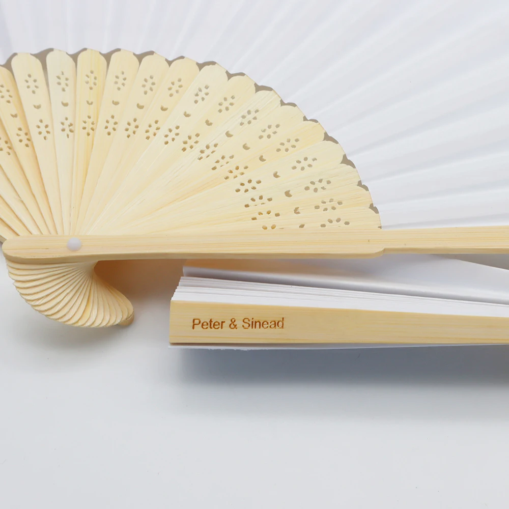 100 50 20Pcs Personalization Hand Fan Foldable Paper Fan Portable Party Wedding Supplies Small Gifts Guests Wedding Supplies