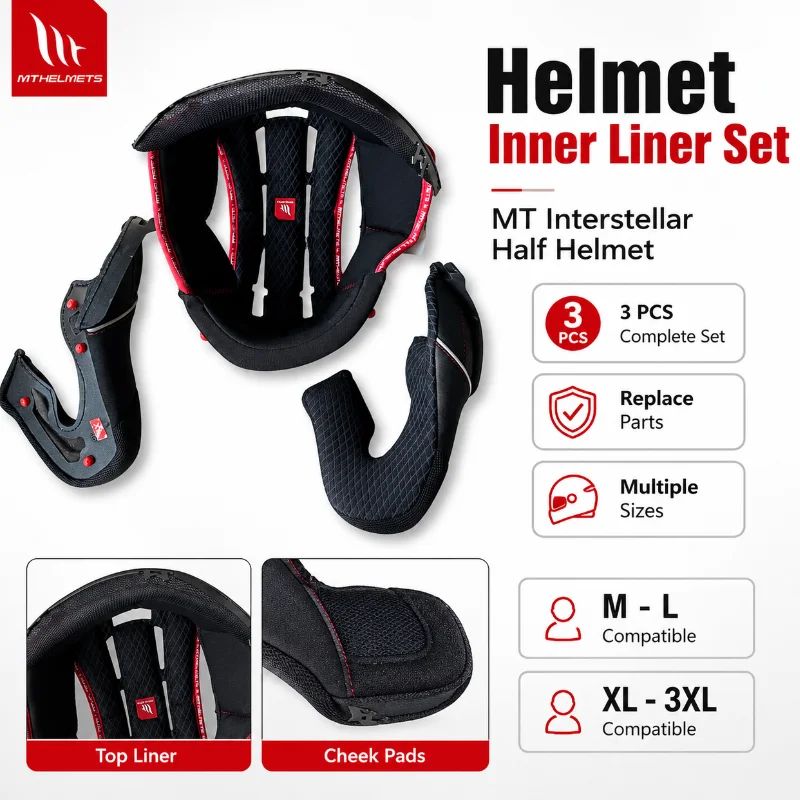 MT Helmet Lined Interstellar Double Mirror Half Helmet Accessories Lens Base Chin Support Windshield Lens Tail
