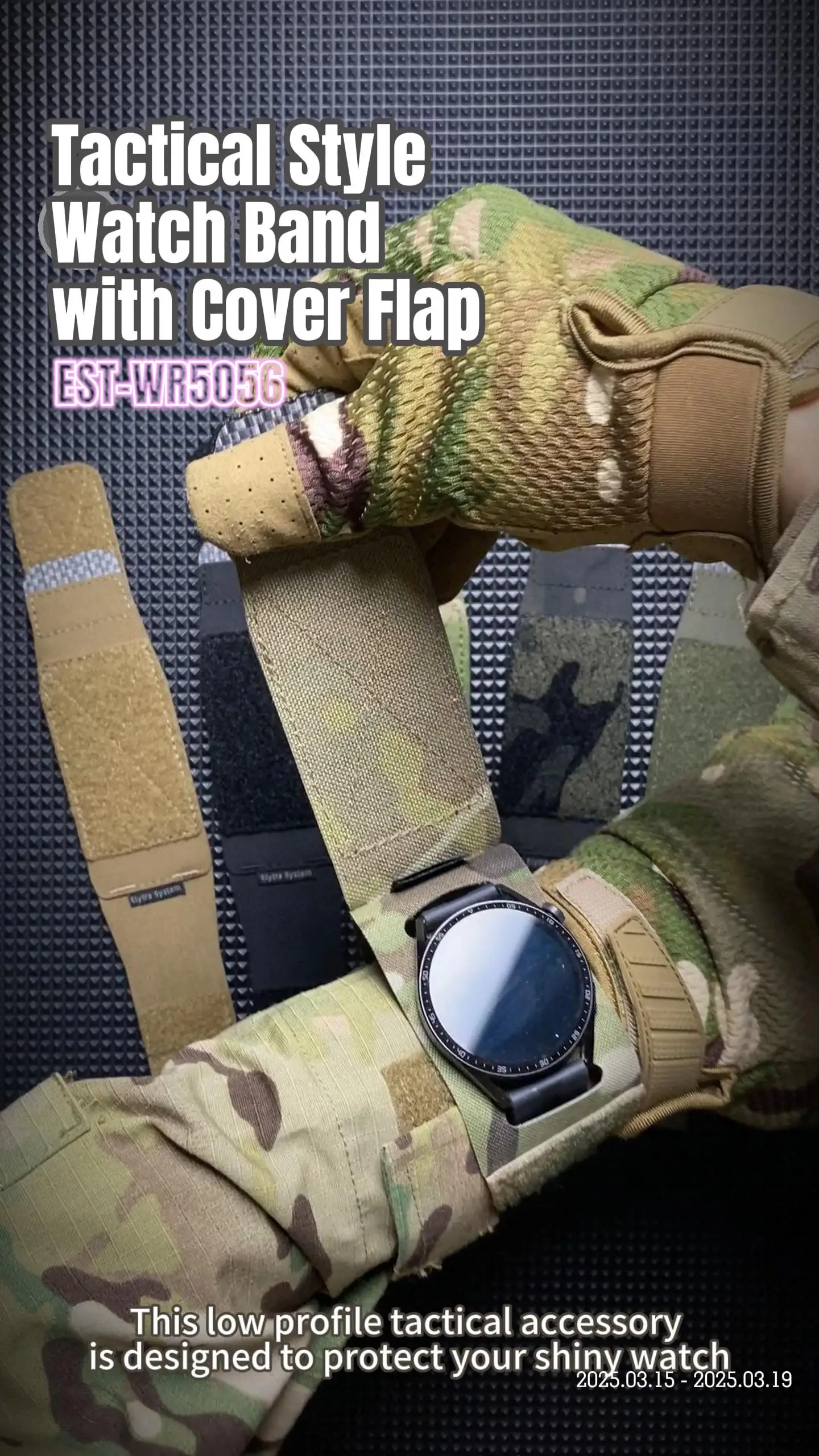 TACTICAL Uhrenarmband im Nylon-Stil mit Abdeckklappe, Smartwatch, kompatibel mit Herren und Damen, Outdoor-Jagduhrenarmbänder – Detail 9