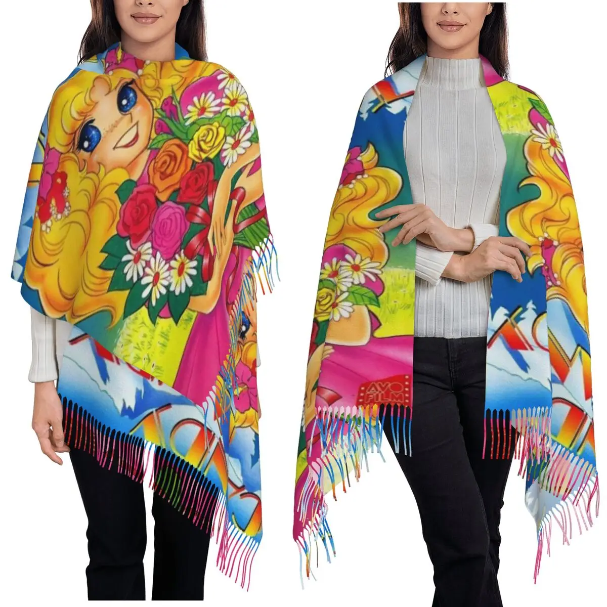 

Happy Candy Candy Япония Аниме (22) Шарф Шарфы с кисточками Женские мягкие теплые шали и накидки Длинная осенне-зимняя шаль