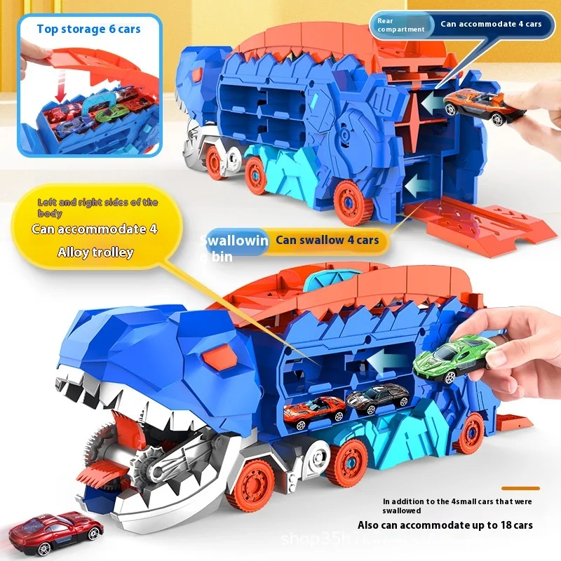 Tyrannosaurus Rail Car Two Forms Ejection Taxiing Rail Car Dinosaur Toy Boy Toy Children'S Gift Big Truck Toys For Kids