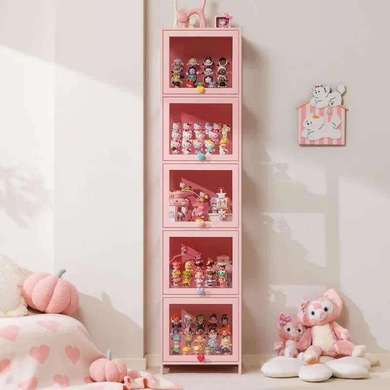 Transparent Acrylic Display Cabinet Floor Standing Bookshelf Dustproof Storage Unit for Home Figure Collection Locker
