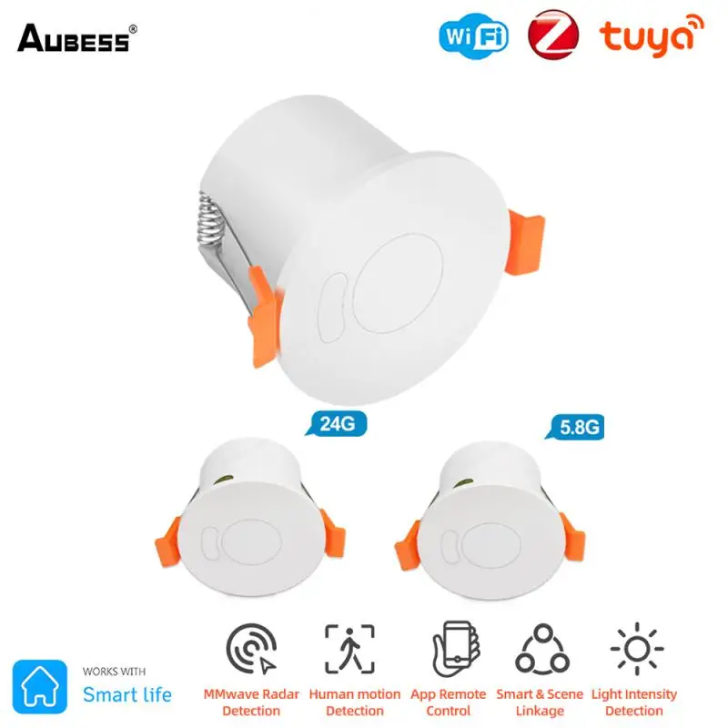 

Aubess Tuya WiFi/Zigbee Human Presence Detector 5.8/24G MMwave Radar Sensor Luminance Detection Built In Relay For Lighting