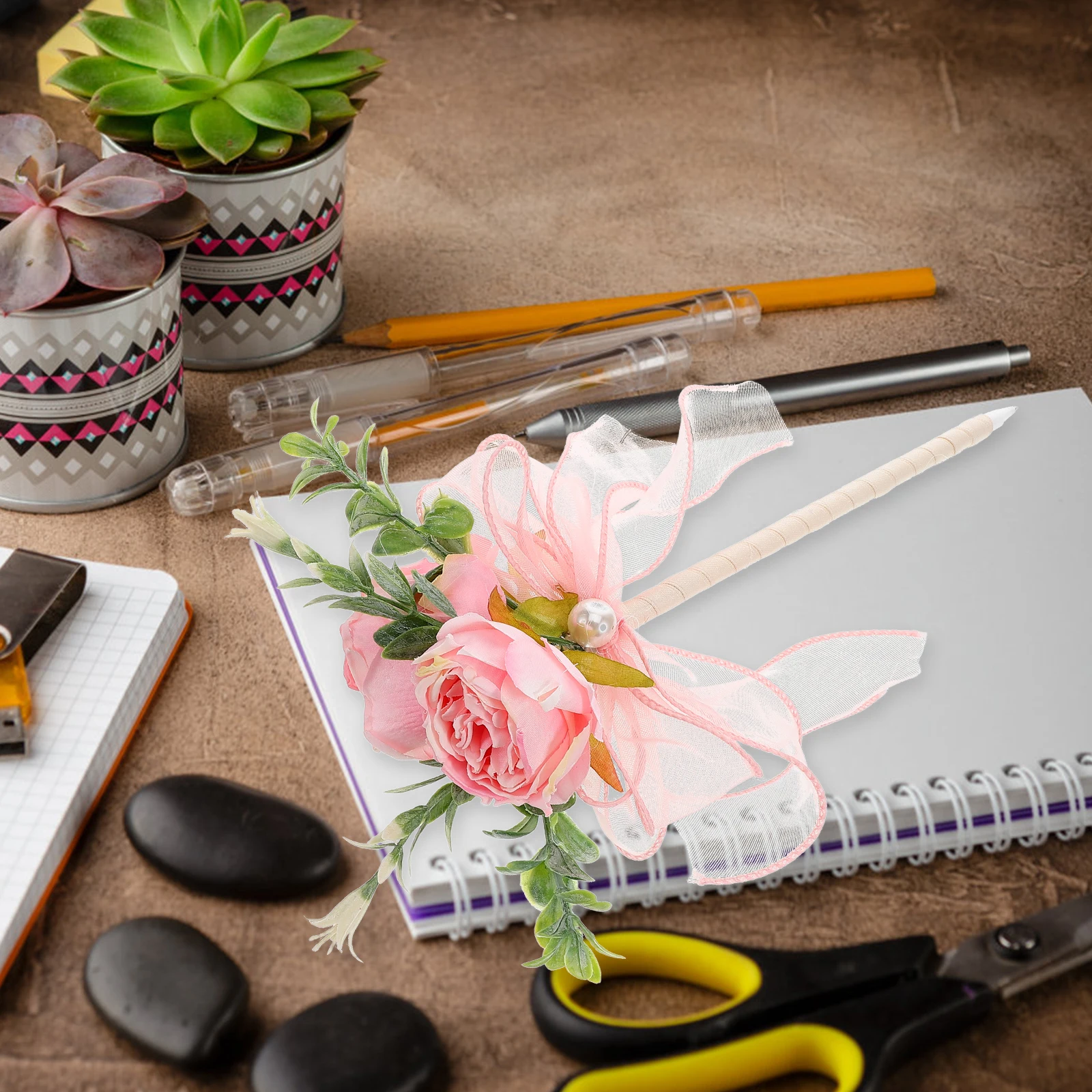 

Floral Pen Imitation Rose Ballpoint Artificial Flower Writing Black Pens Office Decorative
