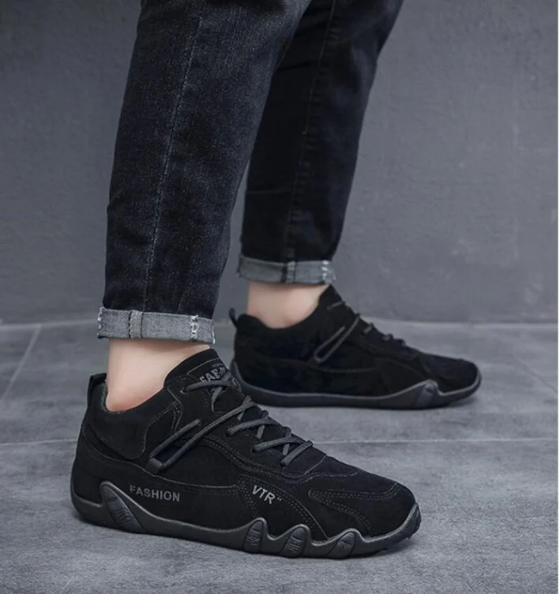 Bottines en cuir imperméable pour hommes, baskets imperméables à lacets en cuir pour hommes, chaussures de moto décontractées_voghion.com