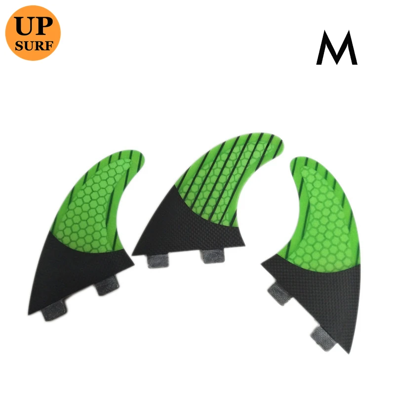 UPSURF FCS Fins Funboard G5 Honeycomb Fin 3 Pcs/set Carbon Fiberglass Surf Accessory Green Quilhas Padle Tri Set Surf Fins