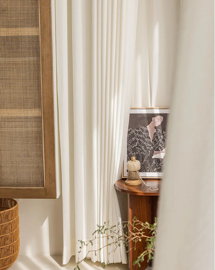 Neue Vorhänge für Wohnzimmer Esszimmer Schlafzimmer Frische Nordic Einfache Reis Weiß Baumwolle Leinen Fenster Vorhang Zimmer Dekor Vorhänge – Detail 7
