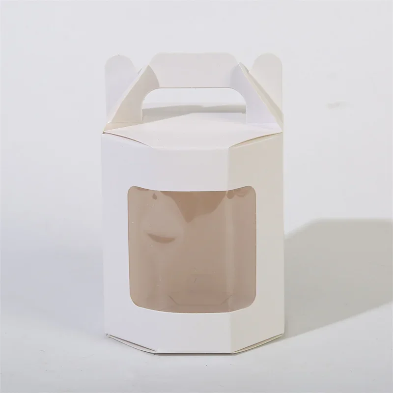 20pcs White Kraft Paper Gift Box Tote with Window Packaging for Cake Candy Cookies Storage Baking Birthday Party Favor view 5