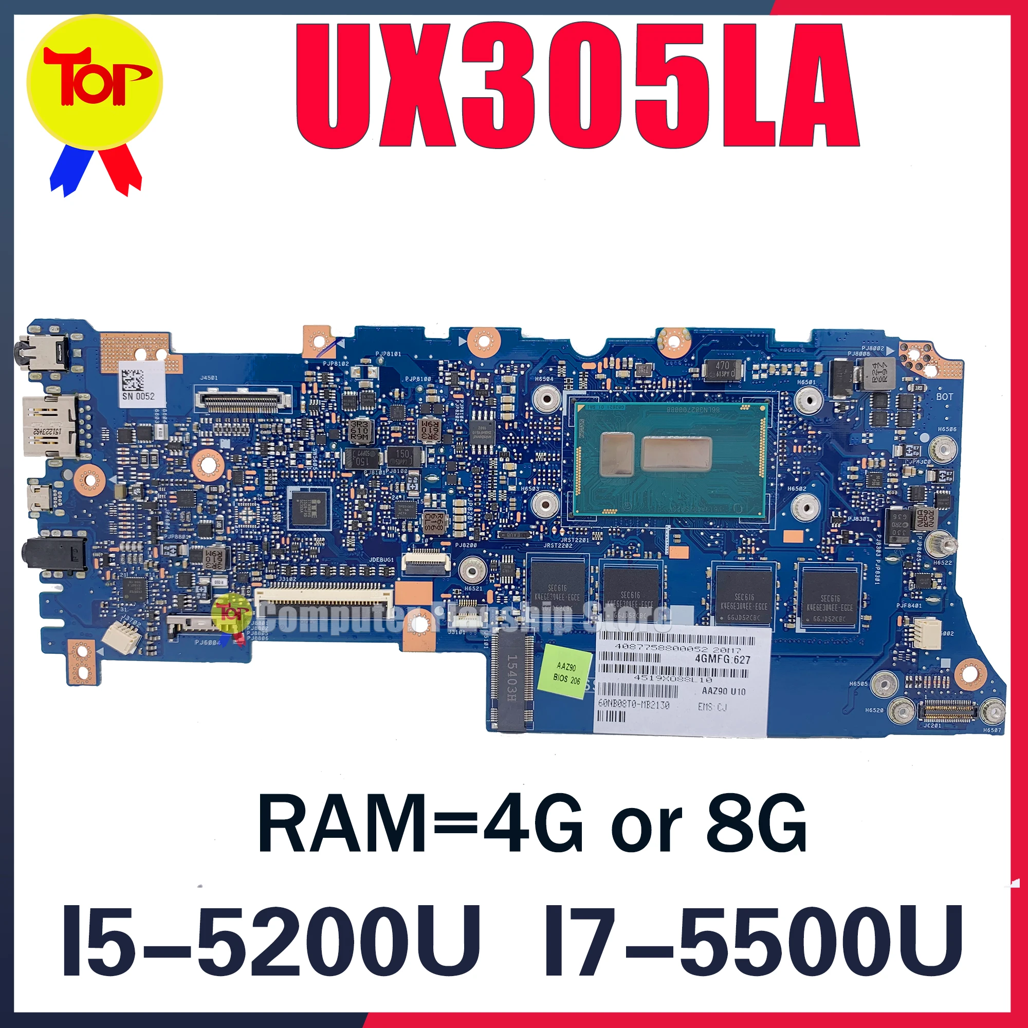 

Материнская плата KEFU UX305 для ноутбука ASUS UX305LA UX305LA_C UX305LA_MB I3 I5-5200U I7-5500U 4G или 8G RAM, материнская плата 100% рабочий