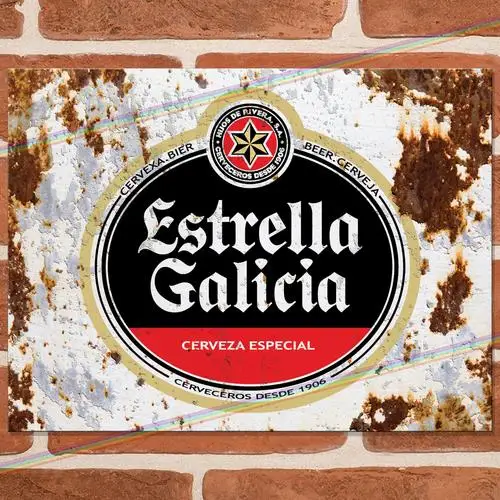 ESTRELLA GALICIA Metal Signs Mancave Pub Shed Bar Lager Beer Vintage Tin Sign UK --Tin Sign