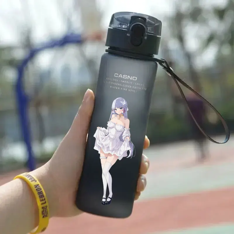 Genshin Impact 560ml Water Cup Drinking Outdoor Cartoon Large Capacity GanYu Klee KeQing Water Bottle Children Portable Plastic