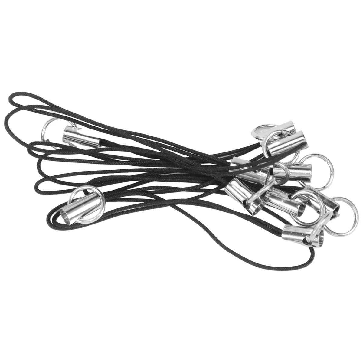 10 Piece Cell Phone Strap with Black/Silver Tone Split Ring