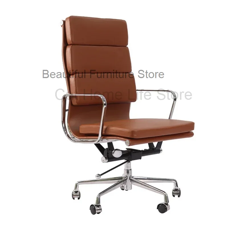 Móveis-High Low Back Couro Genuíno Office Chair Set, Cadeira Executiva, Base de Liga, Preto, Branco, Browns' Móveis, WRXYH