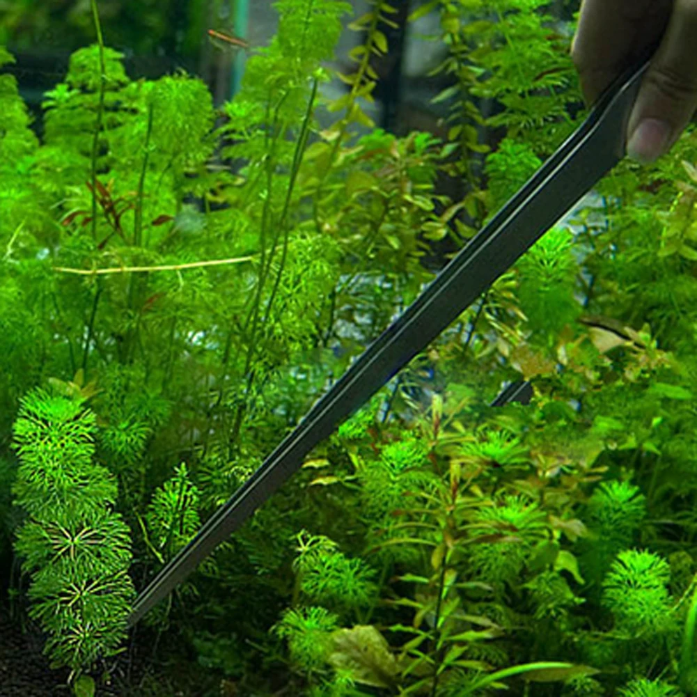 Pinzas para acuario de 10,5 pulgadas, herramienta para paisaje acuático de plantas de acero inoxidable, pinzas largas ergonómicas para acuario terrario