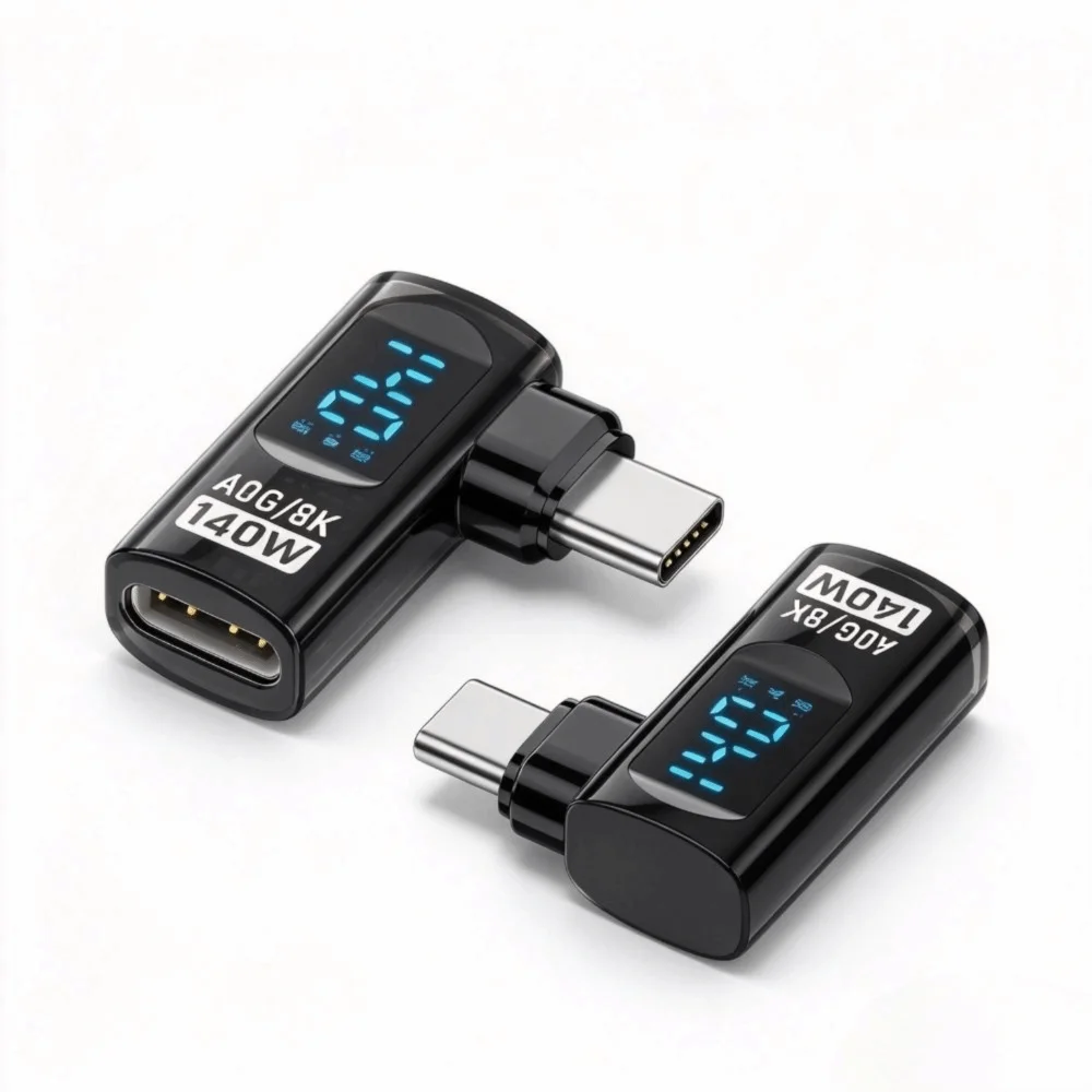 High Speed 90 Degree USB-C Adapter U Shape Right Angle Type C Adapter LED Display Digital Display USB4 Type C Adapter 8K Display