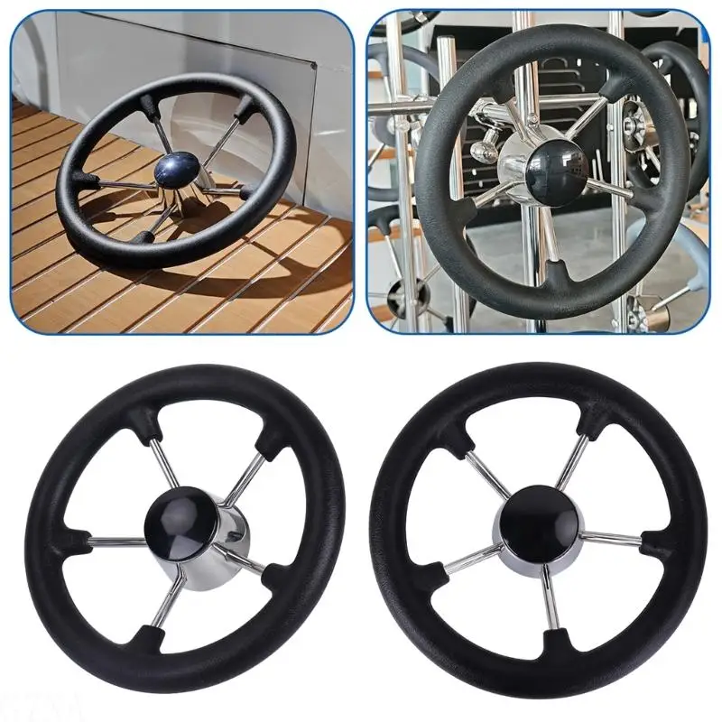 G7NA Boat Destroyer Steering Wheel with Black Foam Universal for Marine Yacht Stainless Steering Wheel Without Knob 11inch
