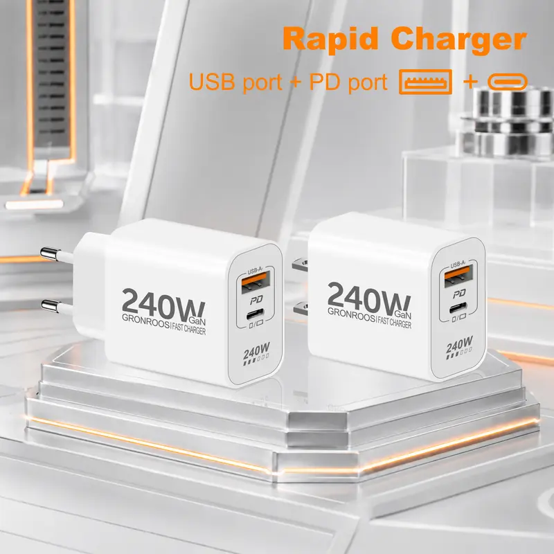 240w Gan Pd Usb C Charger For Iphone 17 16 15 14 13 12 Pro Max Phone Qc thumbnail 2
