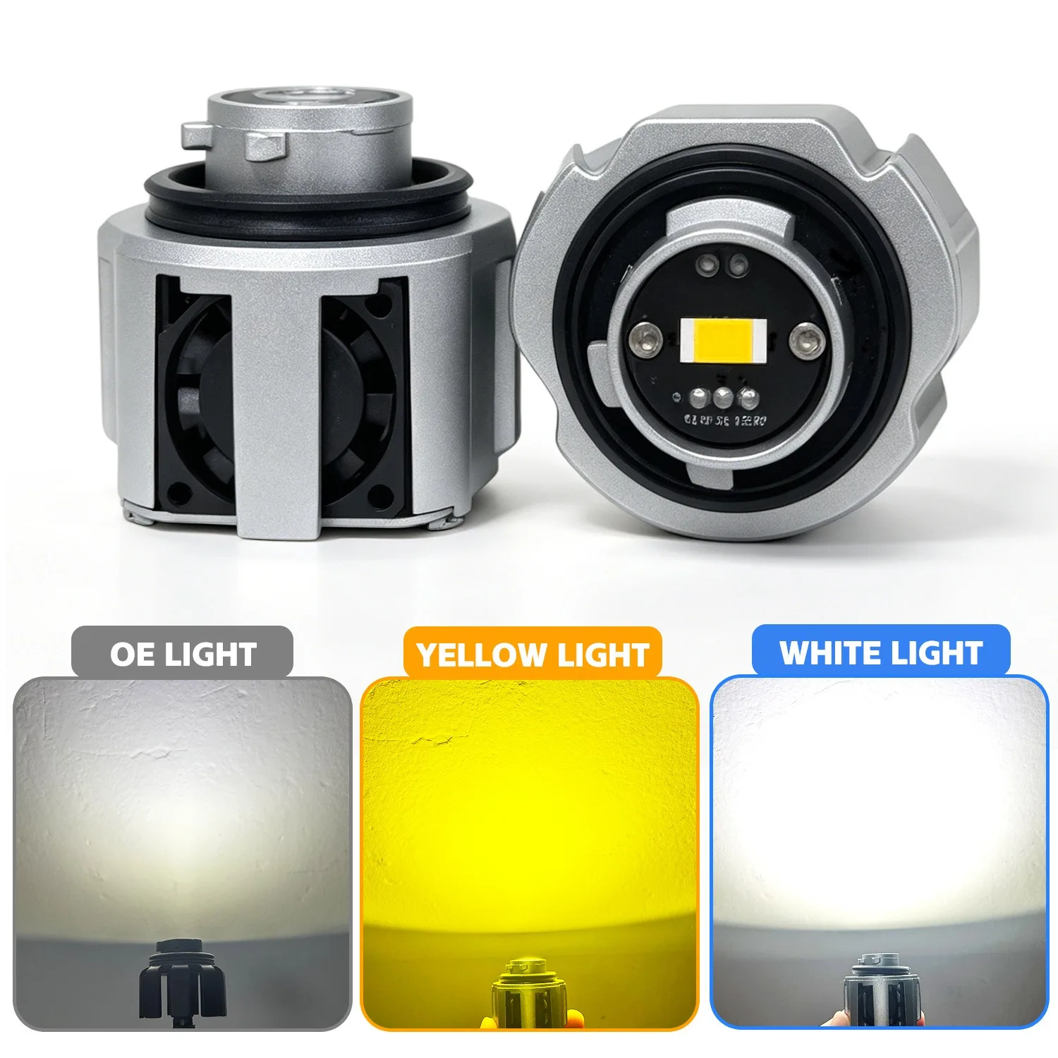 

12V 25W LED Headlamp With Fan Dual Color 3000K 6000K LED Fog Light Bulbs Retrofit Fog Lamp For Toyota