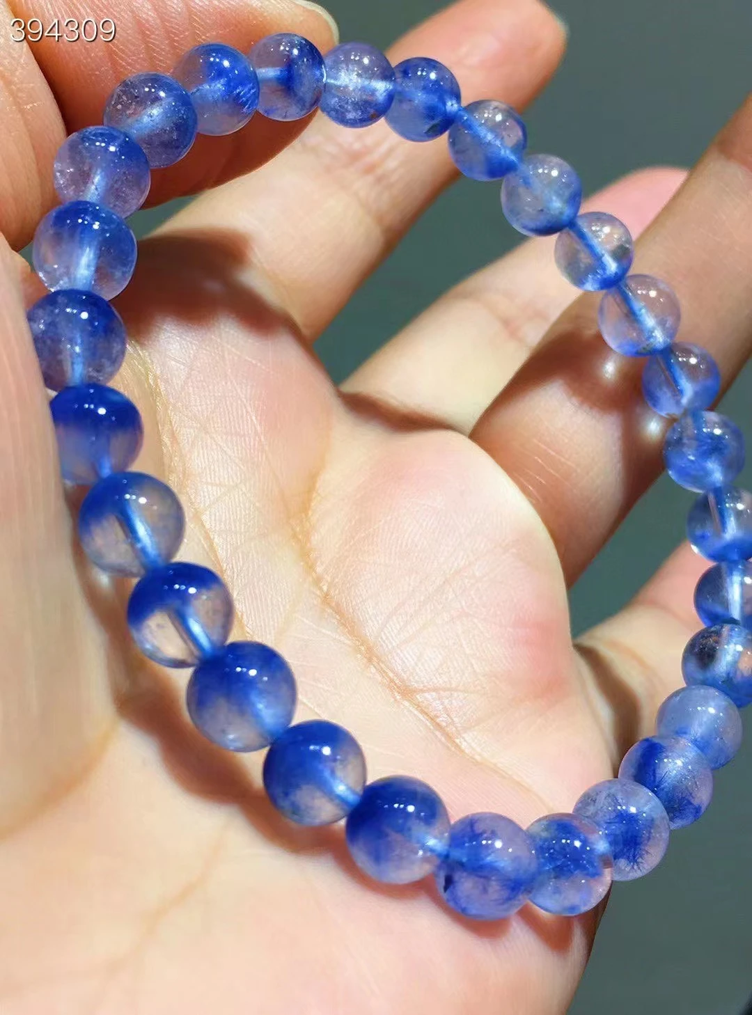 الطبيعية الأزرق Dumortierite Rutilated الكوارتز واضح الخرز سوار 6.8 مللي متر الأزرق Rutilated القط العين واضح الخرز المستديرة حجر AAAAAAA