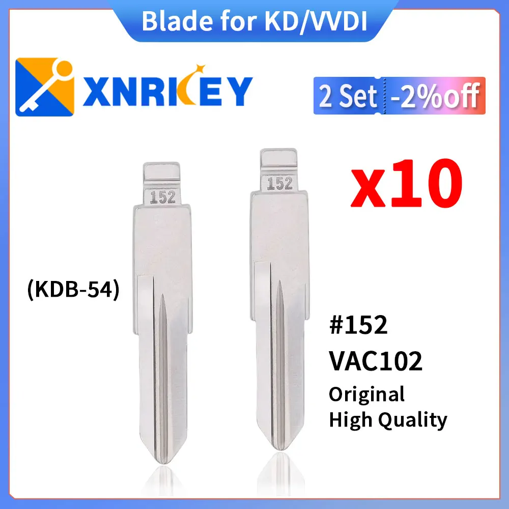 

XNRKEY 10 Pcs 152# VAC102 Original High Quality Blade for KD/VVDI Remote Key Replacement Metal Blank Uncut Blade