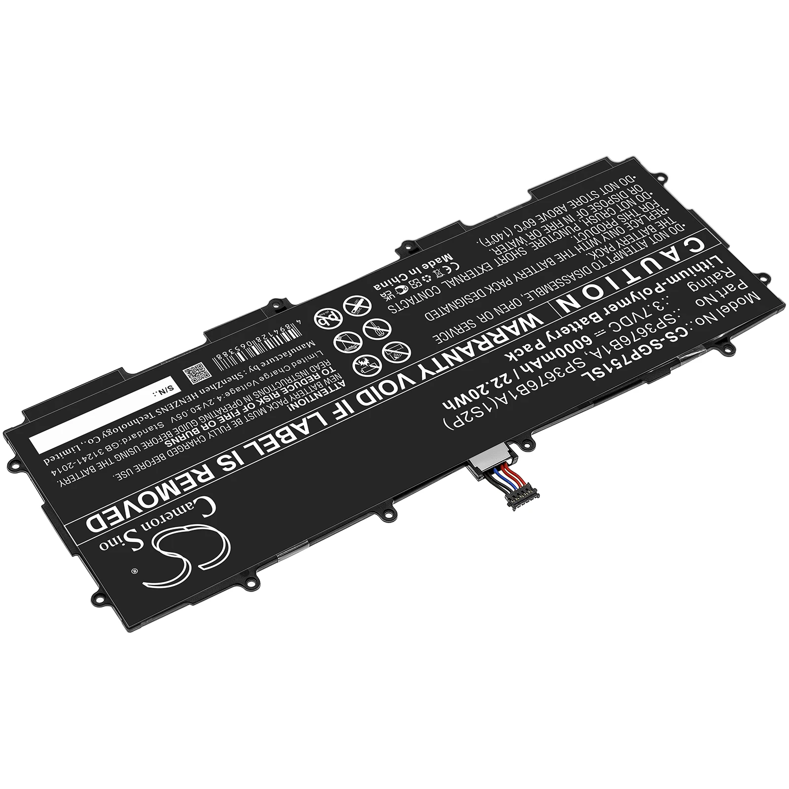 Li-Polymer Tablet Battery for Samsung,3.7v,6000mAh,GT-P7510 SCH-i925U Galaxy Tab 2 10.1,SP3676B1A SP3676B1A(1S2P) GH43-03562B