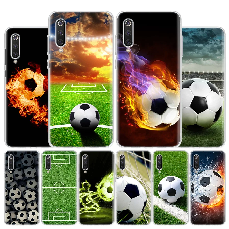 Fire Football Soccer Ball Cover Phone Case For Xiaomi Redmi Note 13 12 12S 11 11S 10 10S 9 9S 11T 11E Pro Plus 8 8T 7 + Coque Co