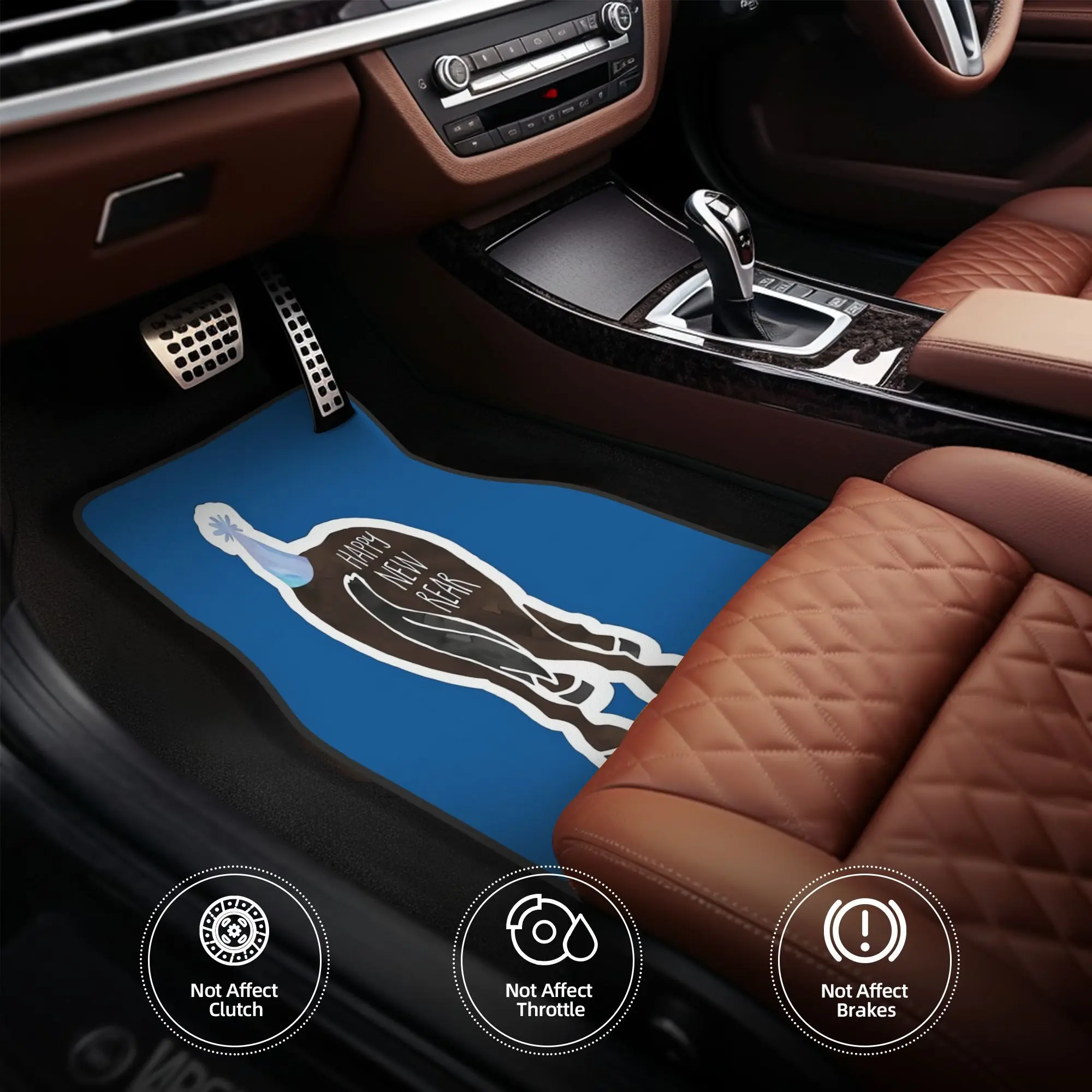 4pcs Happy New Rear New Year's Funny, Joke, Pun, Gift Car Floor Mats, Durable, Fit For Cars, Ideal Gift, Vehicle Interior Mats,